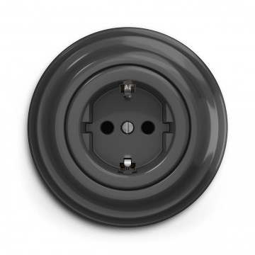 Kliklap - Retro gniazdko domowe z ramką SCHUKO 230V/16A antracyt