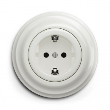 Kliklap - Retro gniazdko domowe z ramką SCHUKO 230V/16A białe
