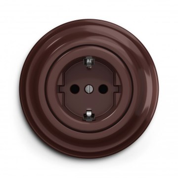 Kliklap - Retro gniazdko domowe z ramką SCHUKO 230V/16A brązowe