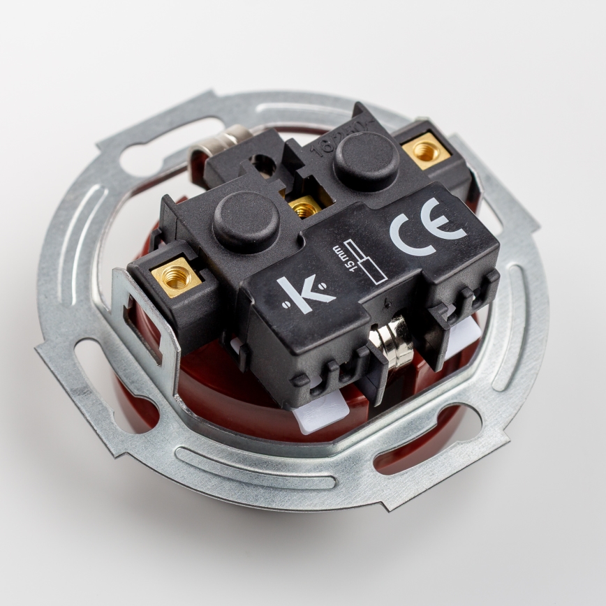 Kliklap - Retro gniazdko domowe z ramką SCHUKO 230V/16A brązowe