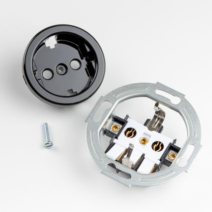 Kliklap - Retro gniazdko domowe z ramką SCHUKO 230V/16A czarne