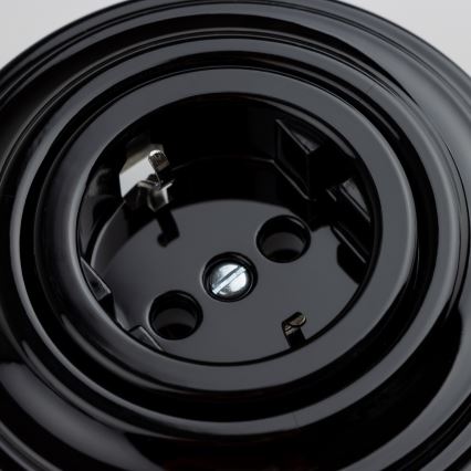 Kliklap - Retro gniazdko domowe z ramką SCHUKO 230V/16A czarne