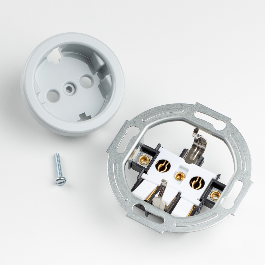 Kliklap - Retro gniazdko domowe z ramką SCHUKO 230V/16A szare