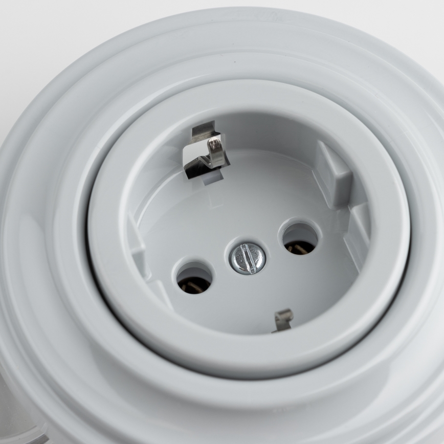 Kliklap - Retro gniazdko domowe z ramką SCHUKO 230V/16A szare