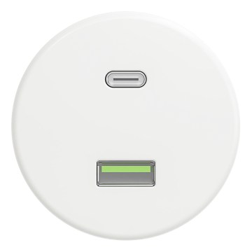 Kliklap - Retro gniazdko USB A+C bez ramki, śnieżnobiałe