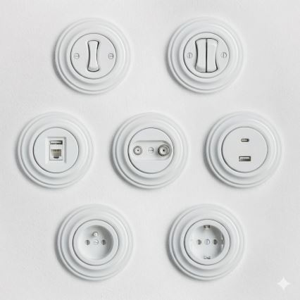 Kliklap - Retro gniazdko USB A+C z ramką śnieżnobiałą