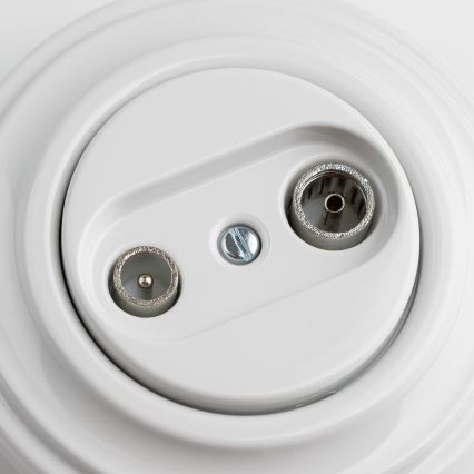 Kliklap - retro gniazdo abonenckie TV+R (końcowe) w ramce, kolor śnieżnobiały