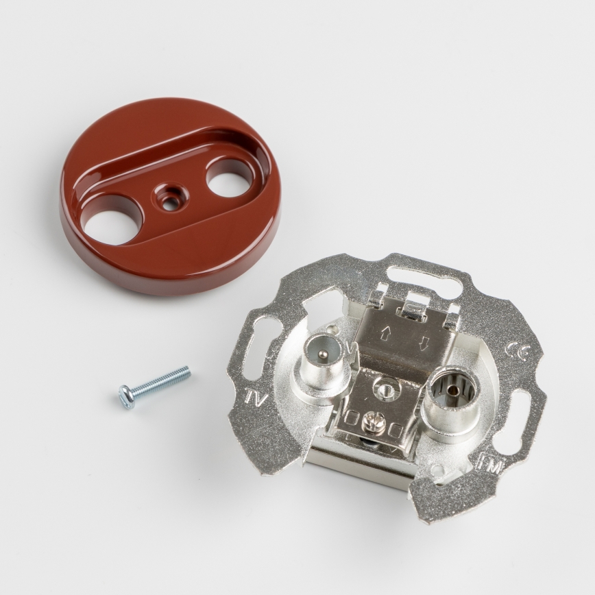 Kliklap - Retro gniazdo abonenckie TV+R (końcowe) z ramką, brązowe