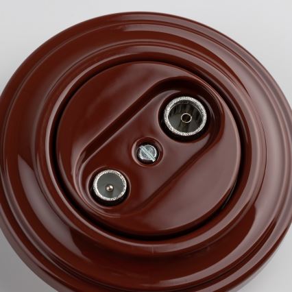 Kliklap - Retro gniazdo abonenckie TV+R (końcowe) z ramką, brązowe