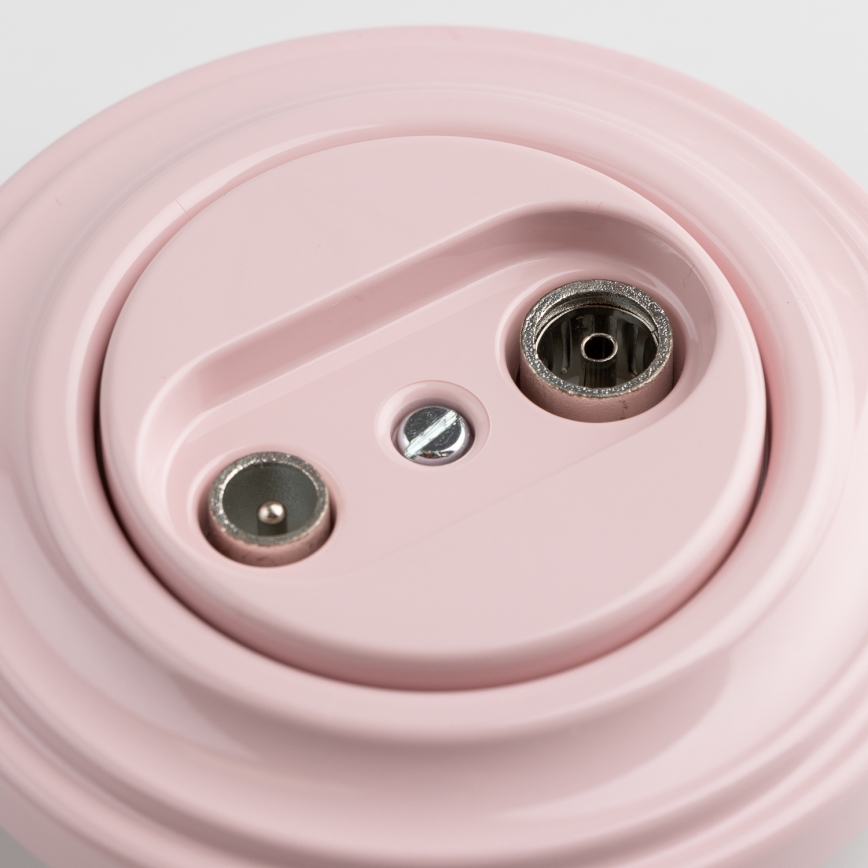 Kliklap – Retro gniazdo abonenckie TV+R (przelotowe) z ramką w kolorze starego różu