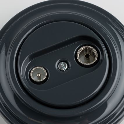 Kliklap - Retro gniazdo antenowe TV+R (przelotowe) z ramką antracytową