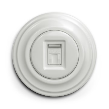 Kliklap - Retro gniazdo danych z ceramiczną ramką, białe