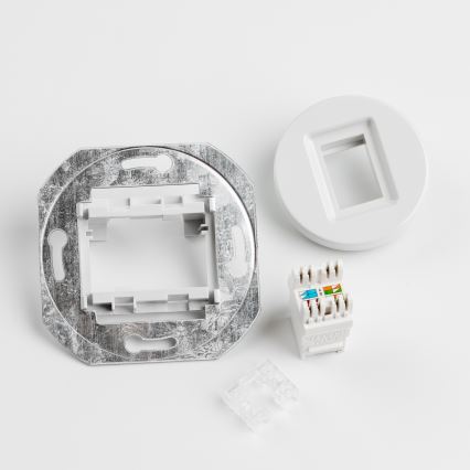 Kliklap - Retro gniazdo danych z ramką w kolorze śnieżnobiałym