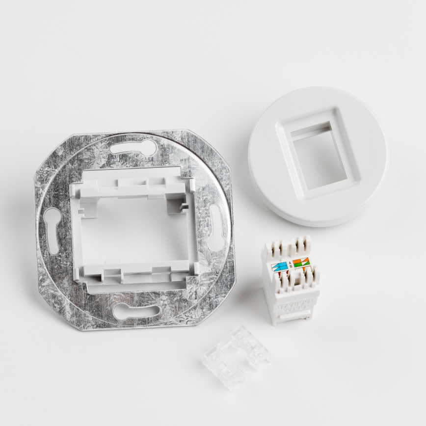 Kliklap - Retro gniazdo danych z ramką w kolorze śnieżnobiałym