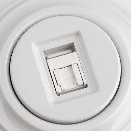 Kliklap - Retro gniazdo danych z ramką w kolorze śnieżnobiałym