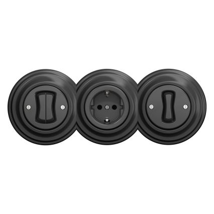 Kliklap - Retro gniazdo domowe bez ramki SCHUKO 230V/16A antracyt