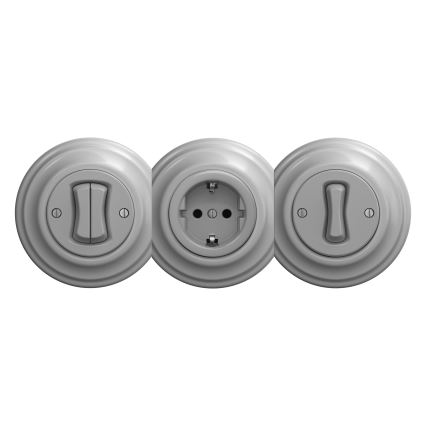 Kliklap - Retro gniazdo domowe bez ramki SCHUKO 230V/16A szare