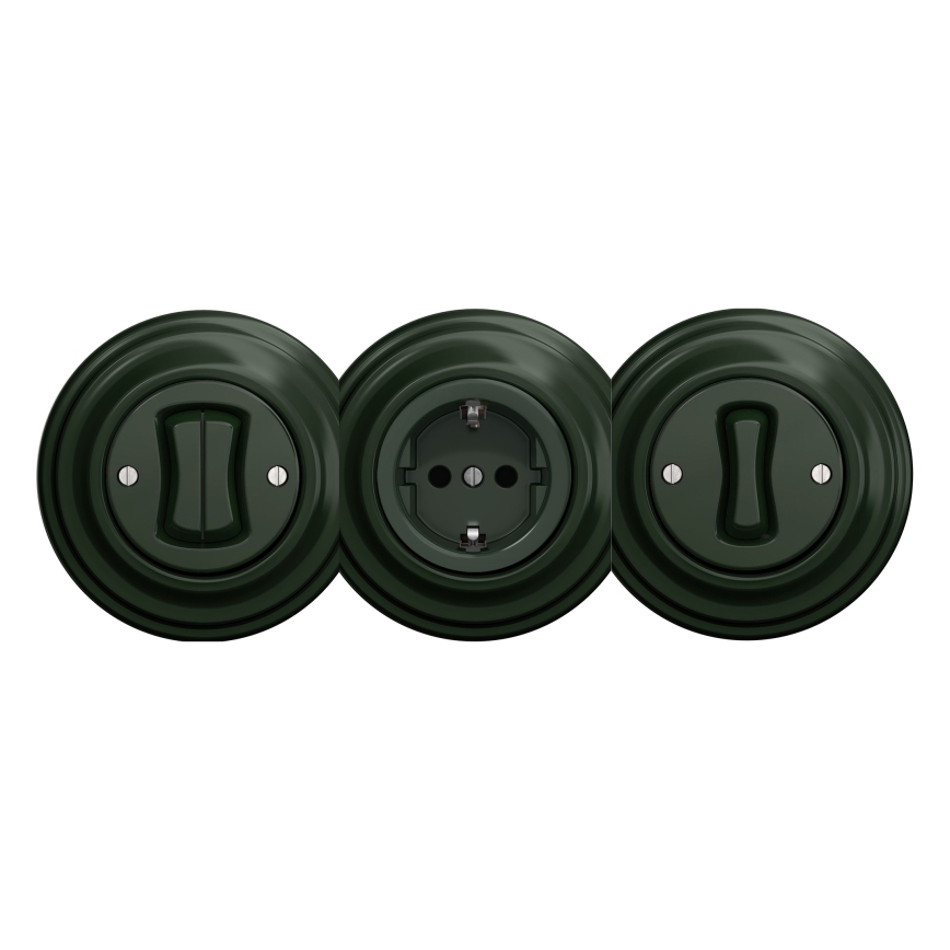Kliklap - Retro gniazdo domowe bez ramki SCHUKO 230V/16A zielone