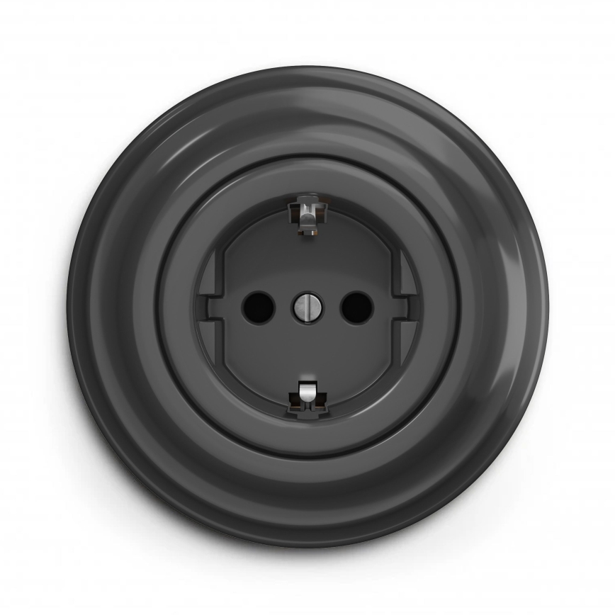 Kliklap - Retro gniazdo domowe z ramką SCHUKO 230 V/16 A antracyt