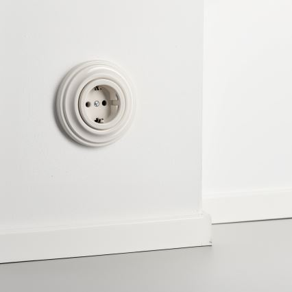 Kliklap - Retro gniazdo domowe z ramką SCHUKO 230V/16A beżowe