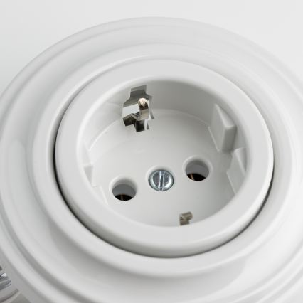 Kliklap - Retro gniazdo domowe z ramką SCHUKO 230V/16A ceramiczne białe