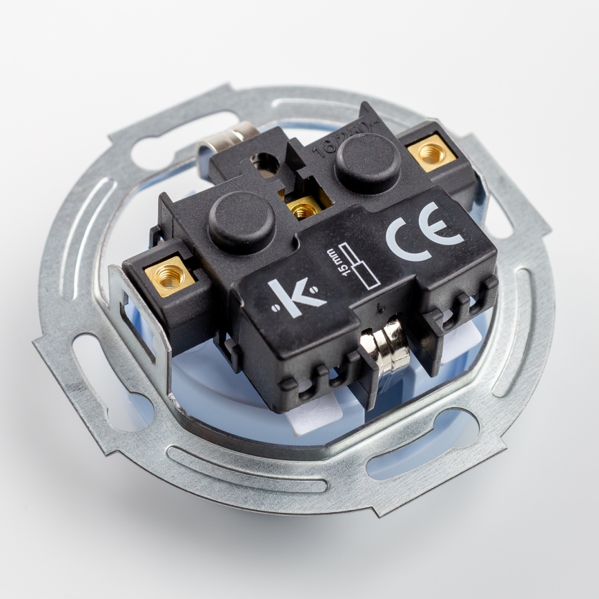 Kliklap - Retro gniazdo domowe z ramką SCHUKO 230V/16A, niebieskie