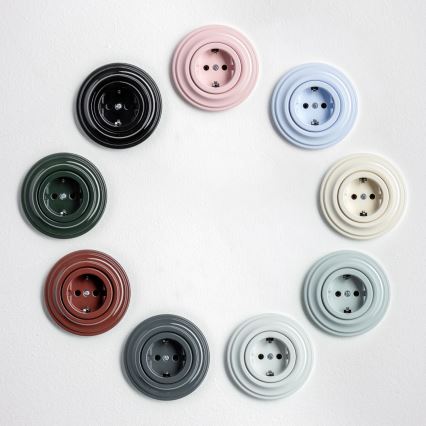 Kliklap - Retro gniazdo domowe z ramką SCHUKO 230V/16A zielone