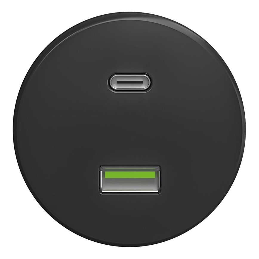 Kliklap - Retro gniazdo USB A+C antracyt
