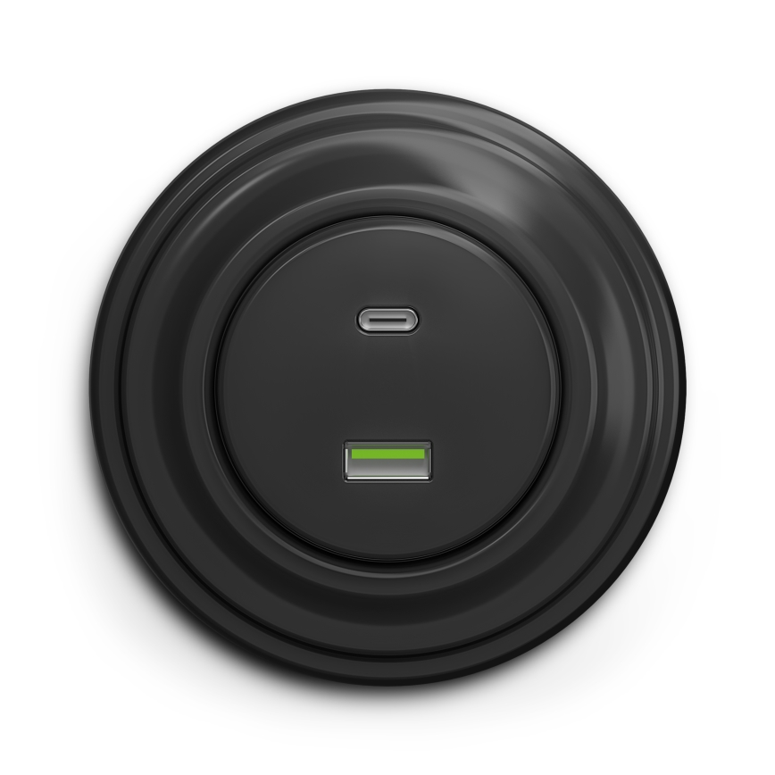 Kliklap - Retro gniazdo USB A+C antracyt