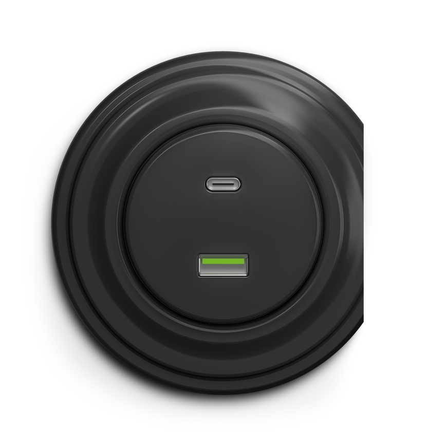Kliklap - Retro gniazdo USB A+C antracyt