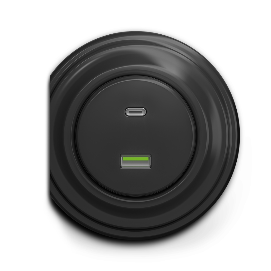 Kliklap - Retro gniazdo USB A+C antracyt