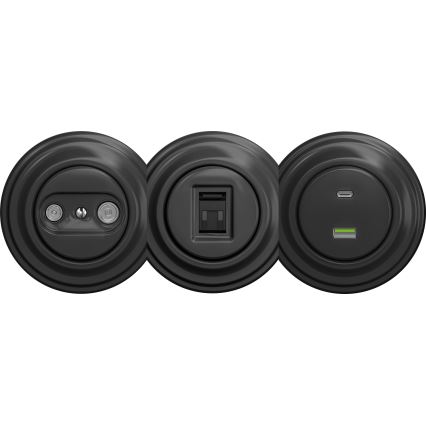 Kliklap - Retro gniazdo USB A+C bez ramki antracyt
