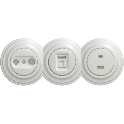 Kliklap - Retro gniazdko USB A+C bez ramki białe