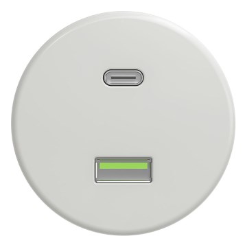 Kliklap - Retro gniazdo USB A+C bez ramki, ceramiczne, białe