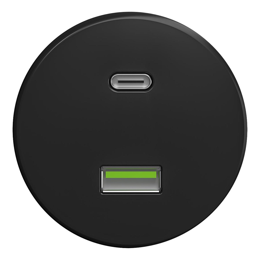 Kliklap - Retro gniazdo USB A+C bez ramki czarne