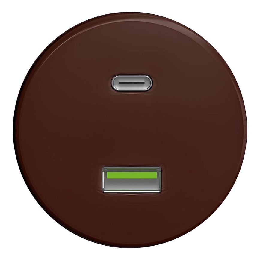 Kliklap - Retro gniazdo USB A+C brązowy