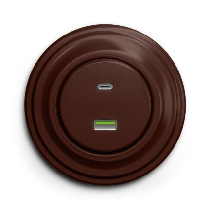 Kliklap - Retro gniazdo USB A+C brązowy