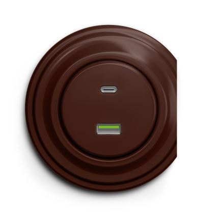 Kliklap - Retro gniazdo USB A+C brązowy