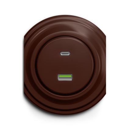 Kliklap - Retro gniazdo USB A+C brązowy