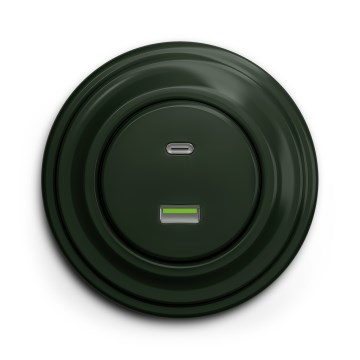 Kliklap - Retro gniazdo USB A+C w zielonej ramce