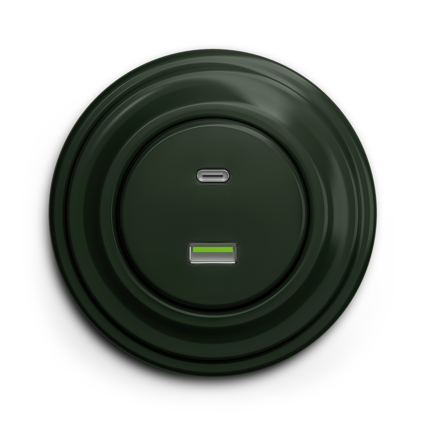 Kliklap - Retro gniazdo USB A+C w zielonej ramce