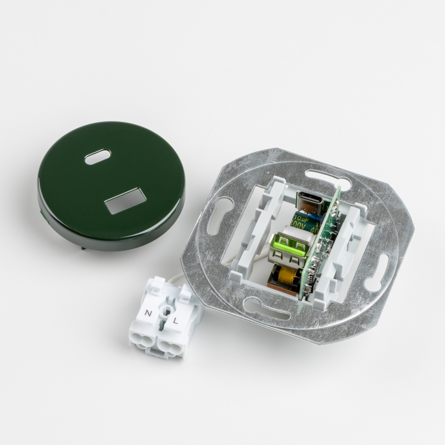 Kliklap - Retro gniazdo USB A+C w zielonej ramce