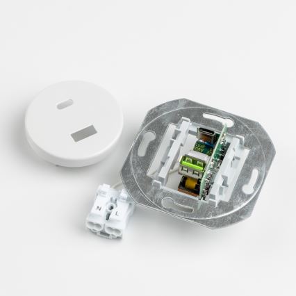 Kliklap - retro gniazdo USB A+C z ceramiczną ramką, białe
