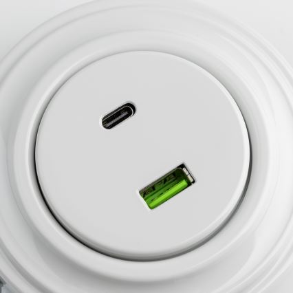 Kliklap - retro gniazdo USB A+C z ceramiczną ramką, białe
