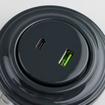 Kliklap - Retro gniazdo USB A+C z ramką antracyt