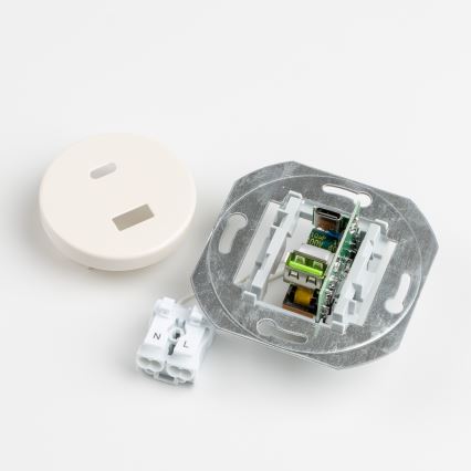 Kliklap - Retro gniazdo USB A+C z ramką beżowe