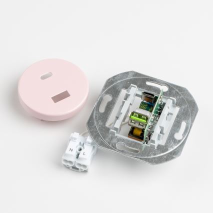Kliklap - Retro gniazdo USB A+C z ramką w kolorze starego różu