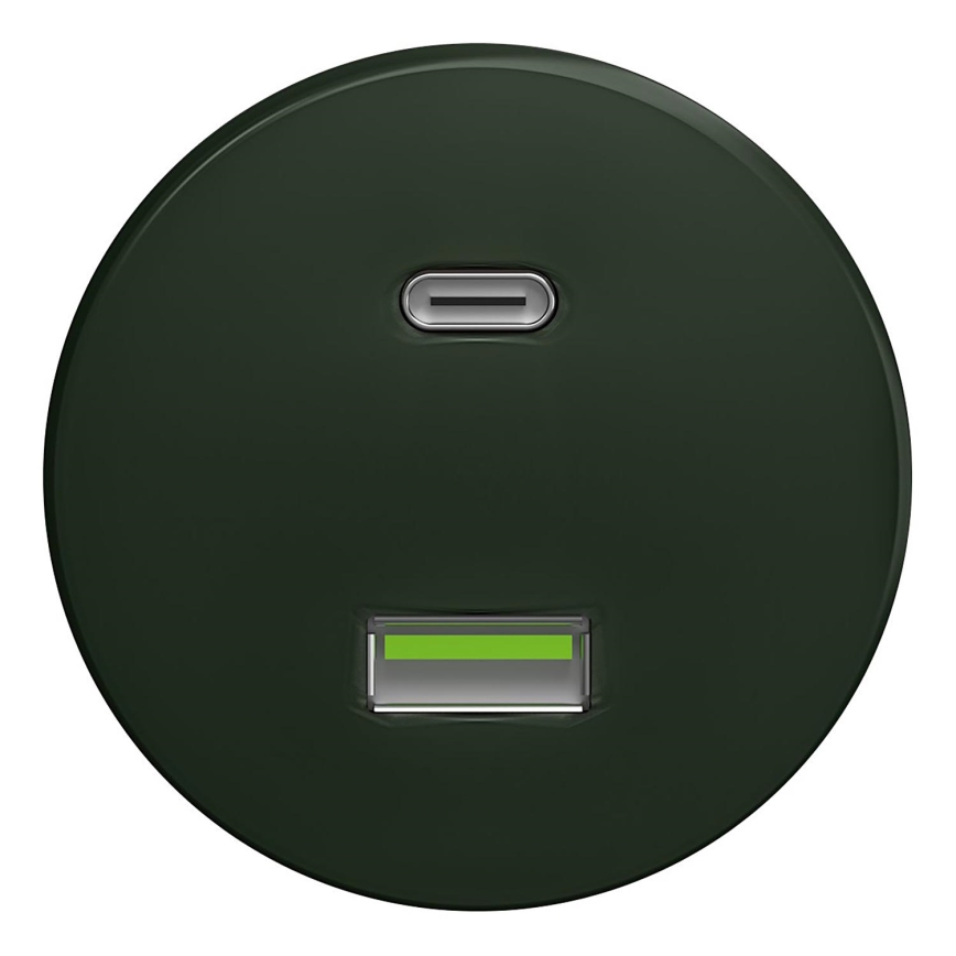 Kliklap - Retro gniazdo USB A+C zielony