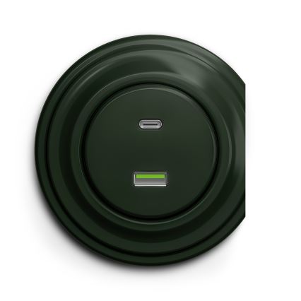 Kliklap - Retro gniazdo USB A+C zielony
