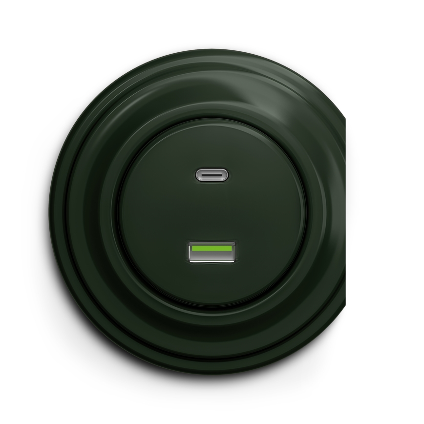 Kliklap - Retro gniazdo USB A+C zielony